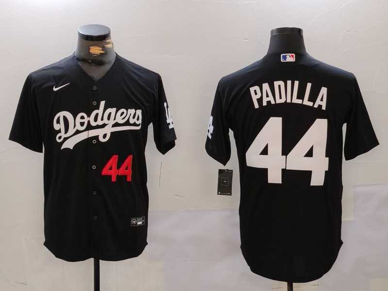 Men%27s Los Angeles Dodgers #44 Vicente Padilla Number Black Cool Base Stitched Jersey->los angeles dodgers->MLB Jersey